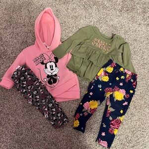 Minnie Mouse Hoodie and Floral Outfit Set